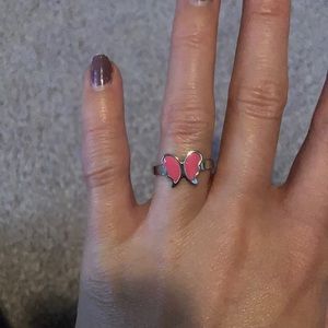 Pink butterfly ring